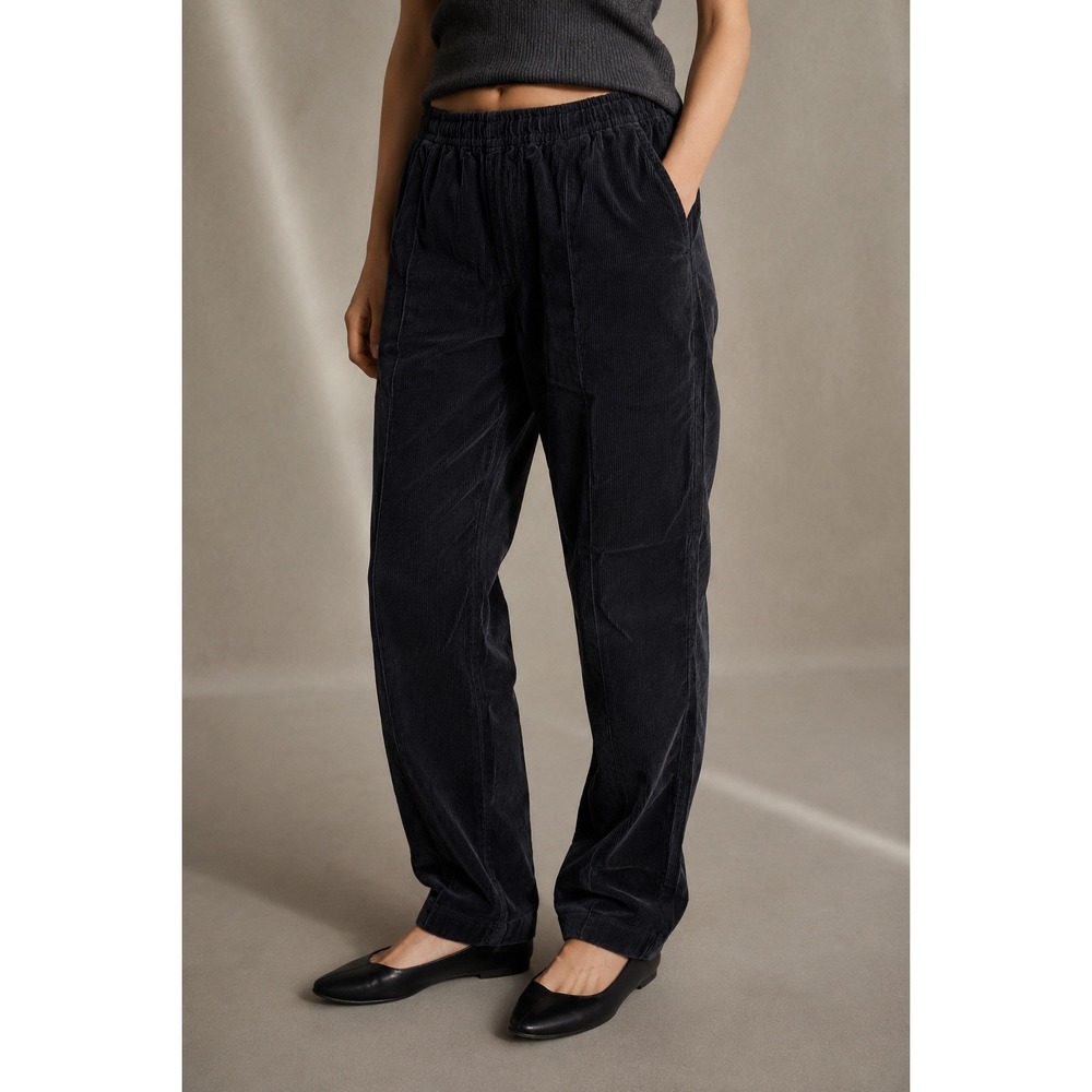 Uniqlo Navy Blue Corduroy Elastic Waist Straight Leg Pants Womens XS 452313